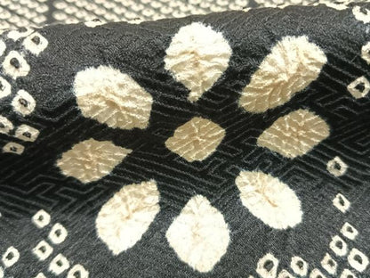平和屋着物●上質な小紋　総絞り　草花文　正絹　逸品　AABG4613fy