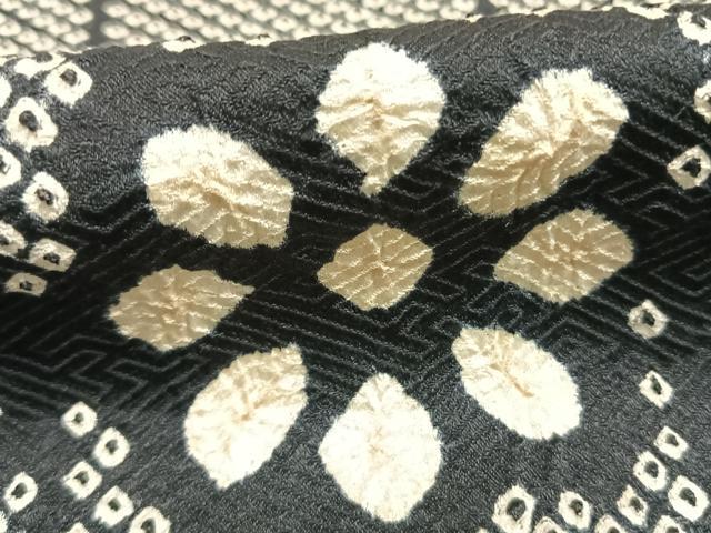 平和屋着物●上質な小紋　総絞り　草花文　正絹　逸品　AABG4613fy