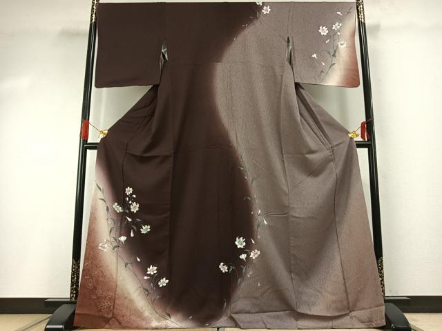 平和屋着物●訪問着　草花文　暈し染め　金彩　正絹　逸品　AABG4615fy