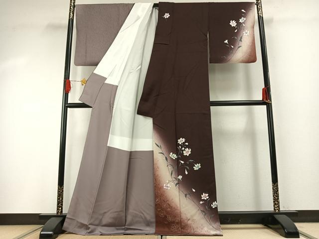 平和屋着物●訪問着　草花文　暈し染め　金彩　正絹　逸品　AABG4615fy