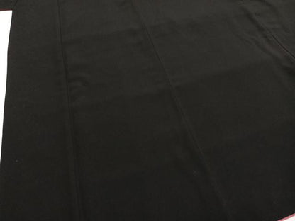 平和屋着物●世界的ファッションデザイナー　山本寛斎　kansaiブランド　小振袖　二尺袖　雪輪花文　黒地　洗える着物　AABG4616fy