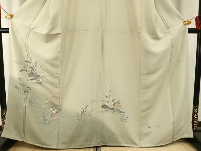 平和屋着物●訪問着　友禅　作家物　風景花文　暈し染め　正絹　逸品　未使用　AABG4618fy