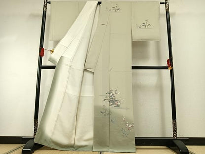 平和屋着物●訪問着　友禅　作家物　風景花文　暈し染め　正絹　逸品　未使用　AABG4618fy