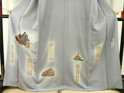 平和屋着物●友禅師・京の名工・伝統工芸士・樽本伊勢蔵　訪問着　源氏物語　金銀彩　丹後ちりめん　反端付き　正絹　逸品　AABG4619fy