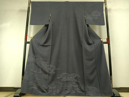 平和屋着物●訪問着　江戸小紋　風景文　正絹　逸品　未使用　AABG4620fy