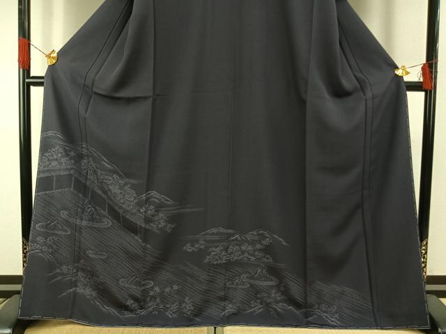 平和屋着物●訪問着　江戸小紋　風景文　正絹　逸品　未使用　AABG4620fy