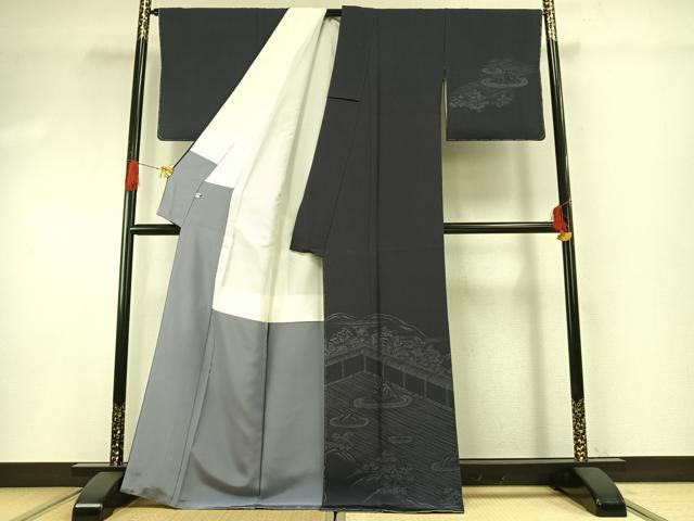 平和屋着物●訪問着　江戸小紋　風景文　正絹　逸品　未使用　AABG4620fy