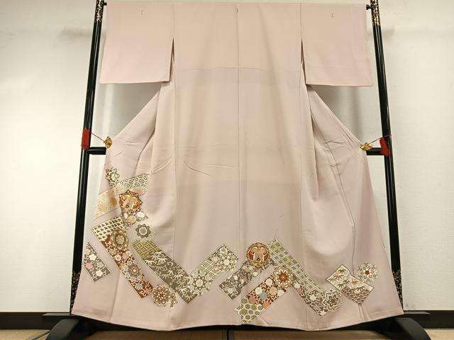 平和屋着物●豪華色留袖　吉祥花鳥文　金彩　正絹　逸品　AABG4621fy