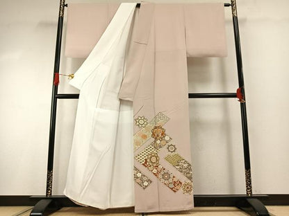 平和屋着物●豪華色留袖　吉祥花鳥文　金彩　正絹　逸品　AABG4621fy