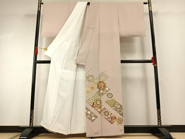 平和屋着物●豪華色留袖　吉祥花鳥文　金彩　正絹　逸品　AABG4621fy