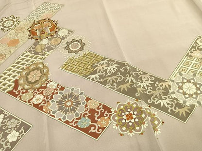 平和屋着物●豪華色留袖　吉祥花鳥文　金彩　正絹　逸品　AABG4621fy