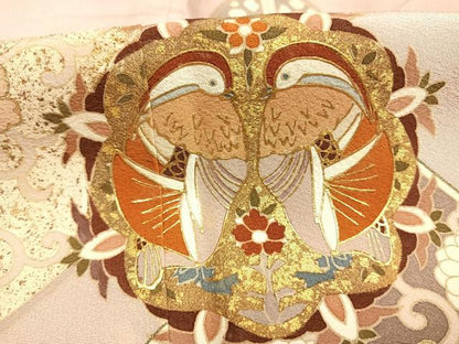 平和屋着物●豪華色留袖　吉祥花鳥文　金彩　正絹　逸品　AABG4621fy