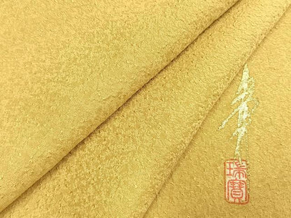 平和屋着物●本草木染作家　瑞寶　色無地　玉蜀黍色　正絹　逸品　AABG4623fy