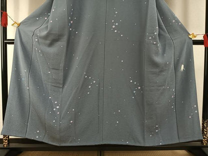 平和屋着物●東京友禅　菅有鬼一　小紋　舞花文　正絹　逸品　AABG4624fy
