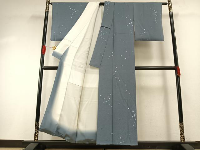 平和屋着物●東京友禅　菅有鬼一　小紋　舞花文　正絹　逸品　AABG4624fy