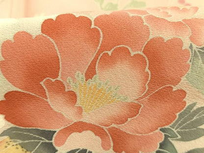 平和屋着物●訪問着　友禅　作家物　枝花文　暈し染め　ロング丈　正絹　逸品　AABG4626fy