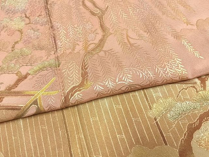 平和屋着物●訪問着　風景枝梅松文　暈し染め　金銀彩　正絹　逸品　AABG4627fy