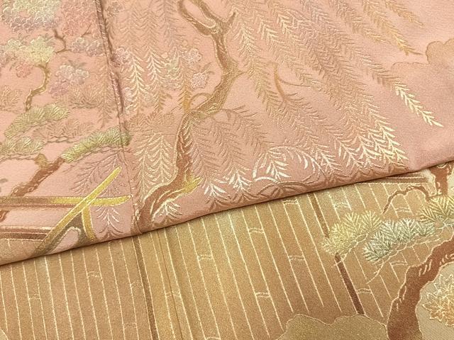 平和屋着物●訪問着　風景枝梅松文　暈し染め　金銀彩　正絹　逸品　AABG4627fy