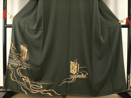 平和屋着物●訪問着　竹屋町刺繍　花鳥文　暈し染め　金銀彩　金糸　正絹　逸品　未使用　AABG4633fy