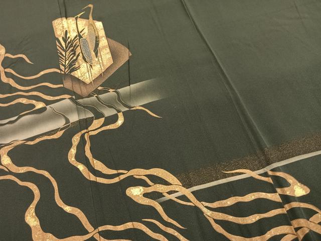 平和屋着物●訪問着　竹屋町刺繍　花鳥文　暈し染め　金銀彩　金糸　正絹　逸品　未使用　AABG4633fy