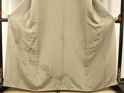 平和屋着物●訪問着　刺繍　草花文　暈し染め　金彩　正絹　逸品　AABG4634fy