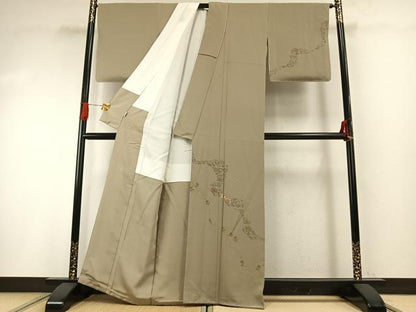 平和屋着物●訪問着　刺繍　草花文　暈し染め　金彩　正絹　逸品　AABG4634fy