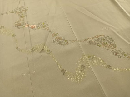 平和屋着物●訪問着　刺繍　草花文　暈し染め　金彩　正絹　逸品　AABG4634fy