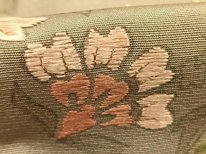 平和屋着物●訪問着　刺繍　草花文　暈し染め　金彩　正絹　逸品　AABG4634fy