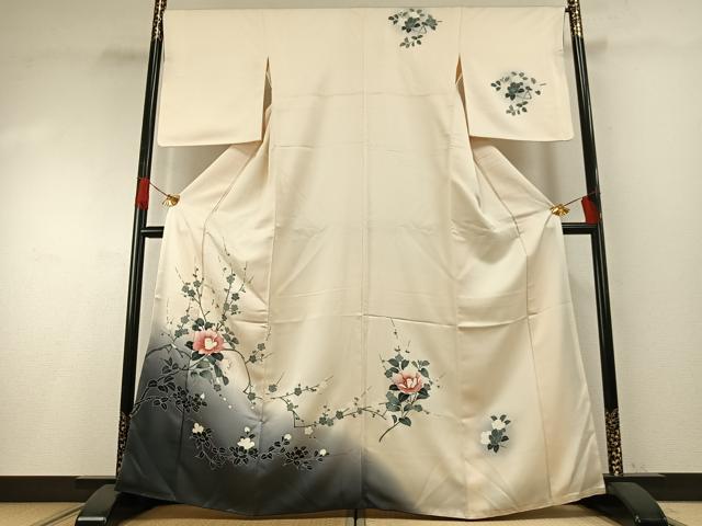 平和屋着物●訪問着　刺繍　枝花文　暈し染め　正絹　逸品　AABG4635fy