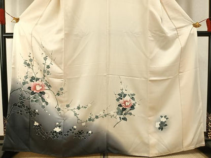 平和屋着物●訪問着　刺繍　枝花文　暈し染め　正絹　逸品　AABG4635fy