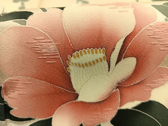 平和屋着物●訪問着　刺繍　枝花文　暈し染め　正絹　逸品　AABG4635fy