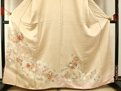 平和屋着物●訪問着　中国三大刺繍　相良刺繍　雪輪花文　暈し染め　金銀彩　正絹　逸品　AABG4636fy
