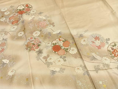平和屋着物●訪問着　中国三大刺繍　相良刺繍　雪輪花文　暈し染め　金銀彩　正絹　逸品　AABG4636fy