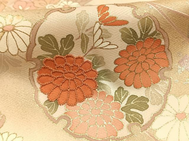 平和屋着物●訪問着　中国三大刺繍　相良刺繍　雪輪花文　暈し染め　金銀彩　正絹　逸品　AABG4636fy