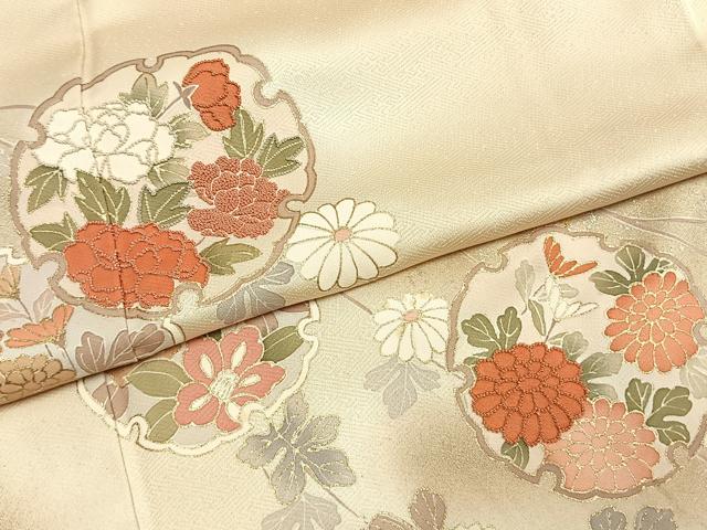 平和屋着物●訪問着　中国三大刺繍　相良刺繍　雪輪花文　暈し染め　金銀彩　正絹　逸品　AABG4636fy
