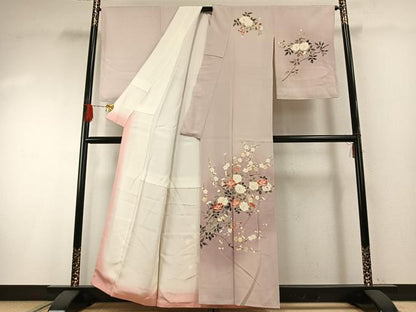 平和屋着物●訪問着　友禅　作家物　枝花文　暈し染め　正絹　逸品　未使用　AABG4637fy