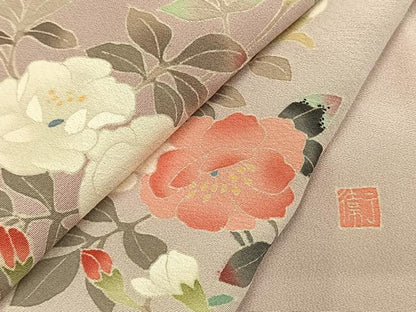 平和屋着物●訪問着　友禅　作家物　枝花文　暈し染め　正絹　逸品　未使用　AABG4637fy