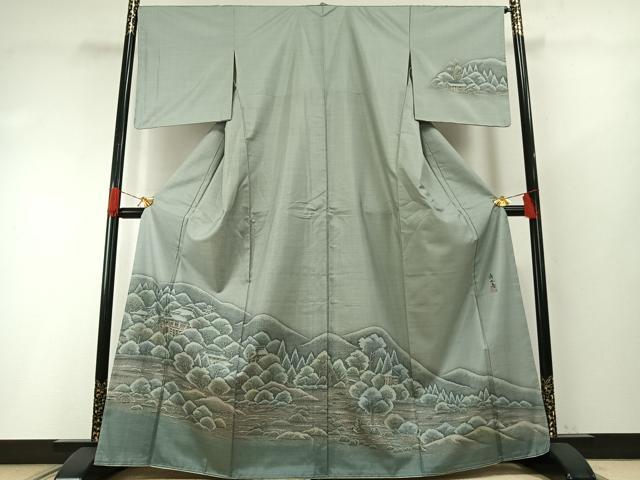 平和屋着物●訪問着　本場大島紬　作家物　清水寺　正絹　逸品　AABG4639fy
