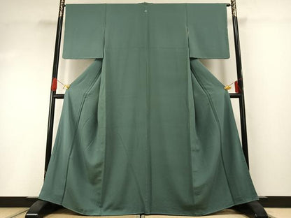 平和屋着物●上質な色無地　千草色　正絹　逸品　未使用　AABG4640fy