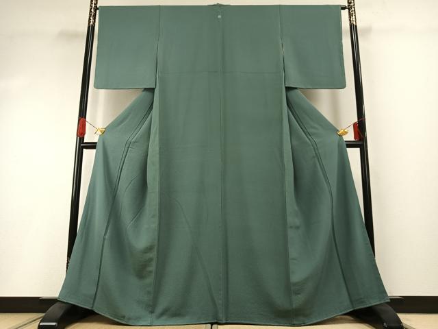 平和屋着物●上質な色無地　千草色　正絹　逸品　未使用　AABG4640fy
