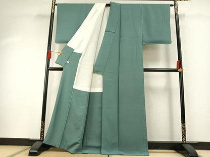 平和屋着物●上質な色無地　千草色　正絹　逸品　未使用　AABG4640fy