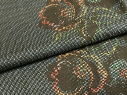 平和屋着物●本場大島紬　一元7マルキ　草花文　正絹　逸品　AABG4642fy