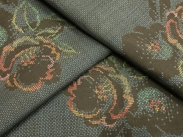 平和屋着物●本場大島紬　一元7マルキ　草花文　正絹　逸品　AABG4642fy