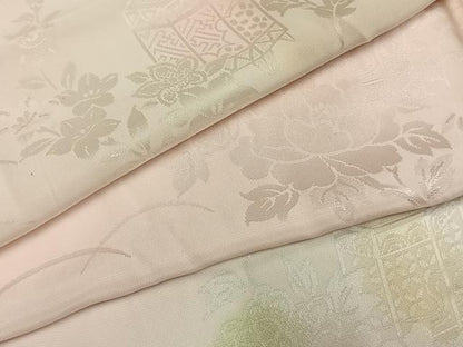 平和屋着物●振袖用長襦袢　無双仕立て　貝桶花地紋　暈し染め　正絹　逸品　AABG4645fy