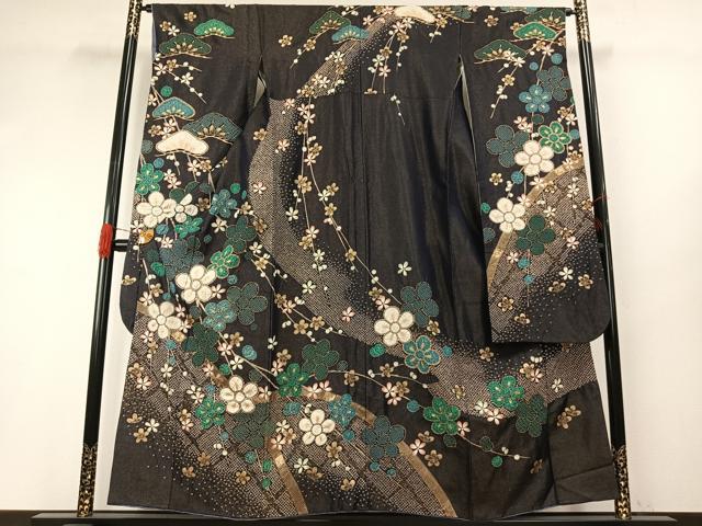 平和屋着物●豪華振袖　枝梅文　金彩　正絹　逸品　AABG4647fy
