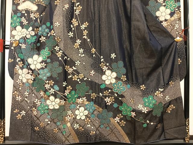 平和屋着物●豪華振袖　枝梅文　金彩　正絹　逸品　AABG4647fy