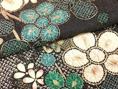 平和屋着物●豪華振袖　枝梅文　金彩　正絹　逸品　AABG4647fy