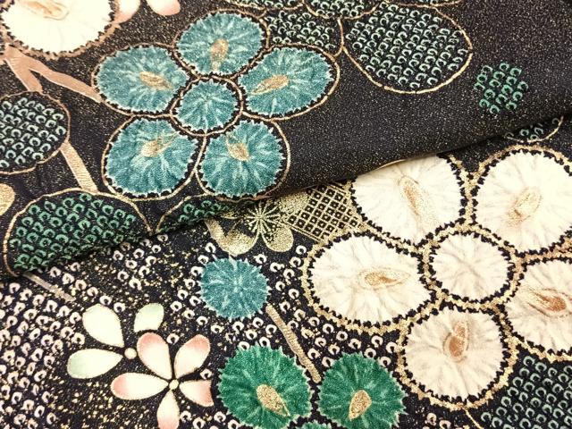 平和屋着物●豪華振袖　枝梅文　金彩　正絹　逸品　AABG4647fy