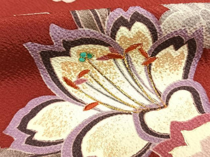 平和屋着物●豪華振袖　駒刺繍　草花文　金銀彩　正絹　逸品　AABG4648fy