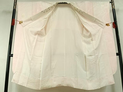 平和屋着物●振袖用長襦袢　袷　扇面花地紋　暈し染め　半衿刺繍　正絹　逸品　AABG4650fy